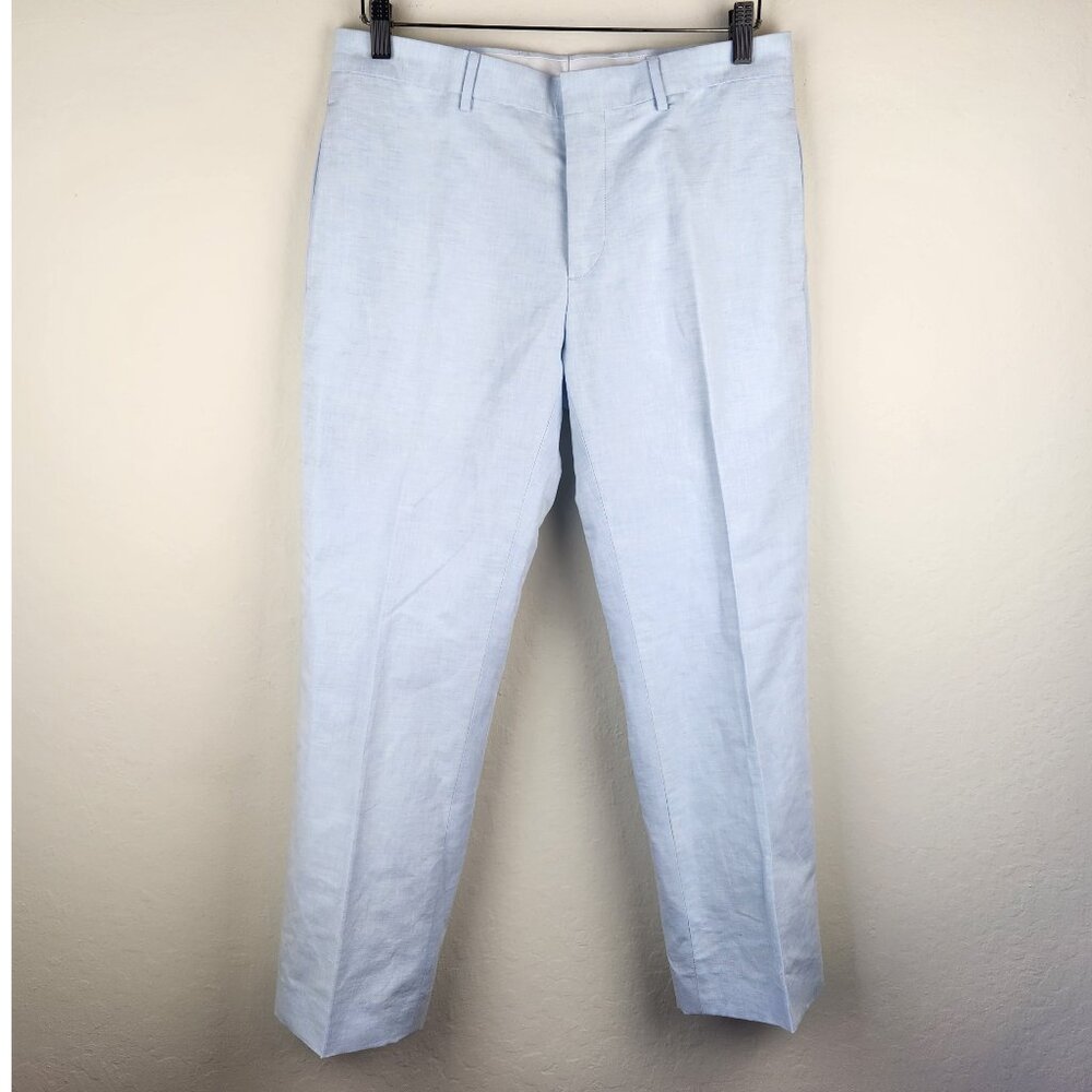 NWT Banana Republic Tailored Fit Linen Cotton Suit Pants Blue 30x32 (32x27.5)